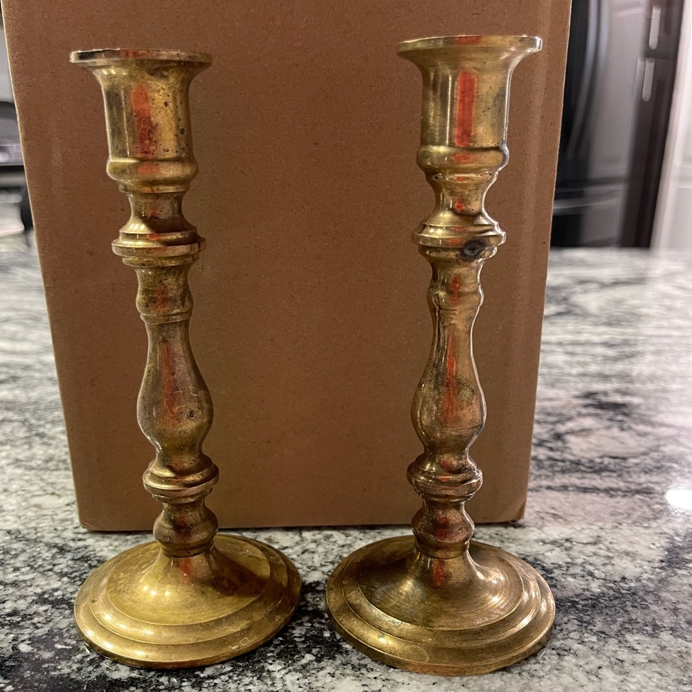 Vintage Solid Brass Candle Holders